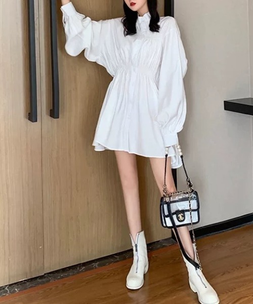 Wefst（ウェスト）の「【Wefst】パフスリーブワンピース（ワンピース・レディース・ブラック/ホワイト・FREE）」の14枚目の写真