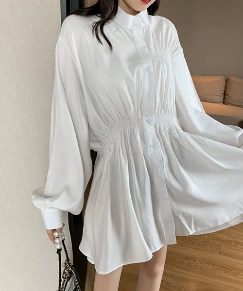 Wefst（ウェスト）の「【Wefst】パフスリーブワンピース（ワンピース・レディース・ブラック/ホワイト・FREE）」の9枚目の写真