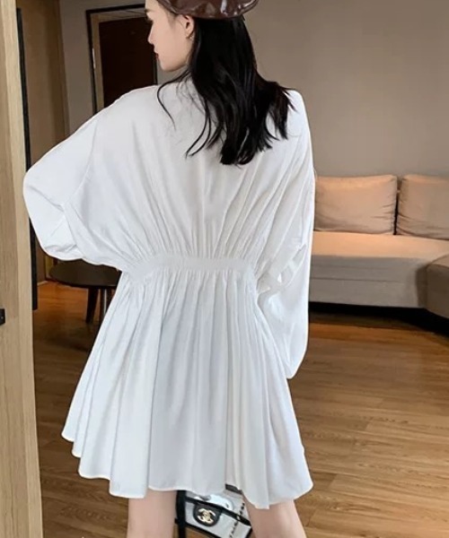Wefst（ウェスト）の「【Wefst】パフスリーブワンピース（ワンピース・レディース・ブラック/ホワイト・FREE）」の7枚目の写真