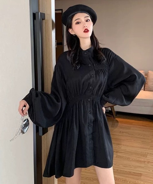 Wefst（ウェスト）の「【Wefst】パフスリーブワンピース（ワンピース・レディース・ブラック/ホワイト・FREE）」の10枚目の写真