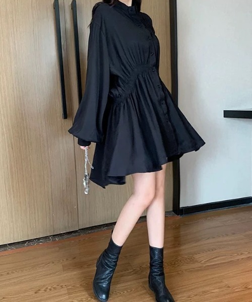 Wefst（ウェスト）の「【Wefst】パフスリーブワンピース（ワンピース・レディース・ブラック/ホワイト・FREE）」の5枚目の写真
