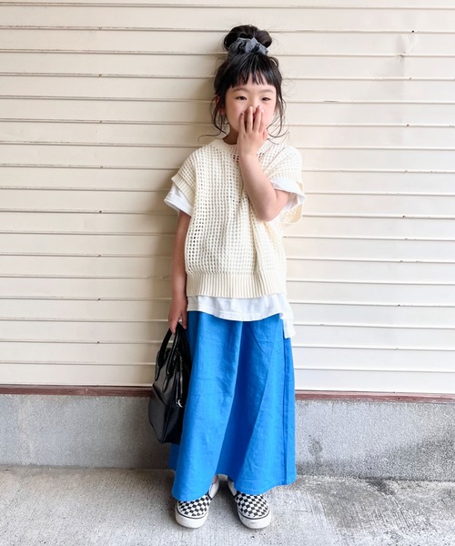 CIAOPANIC TYPY（チャオパニックティピー）の「【KIDS】OROSOリネンフレアマキシスカート（スカート・キッズ・アイボリー/ブルー・SMALL/MEDIUM/LARGE/X-LARGE/XX-LARGE）」の21枚目の写真