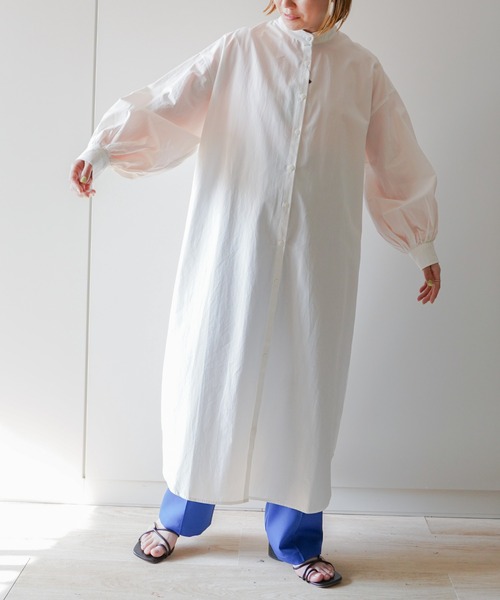 VENCEEXCHANGE(ヴァンスエクスチェンジ)の「バンドカラーシャツワンピース(シャツワンピース・レディース・オフホワイト/ブラック/ブルー/ピンク・FREE)」の15枚目の写真