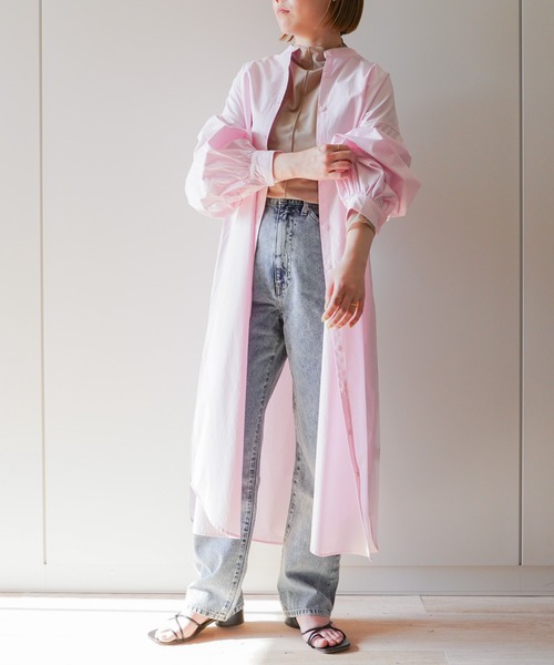 VENCEEXCHANGE(ヴァンスエクスチェンジ)の「バンドカラーシャツワンピース(シャツワンピース・レディース・オフホワイト/ブラック/ブルー/ピンク・FREE)」の16枚目の写真