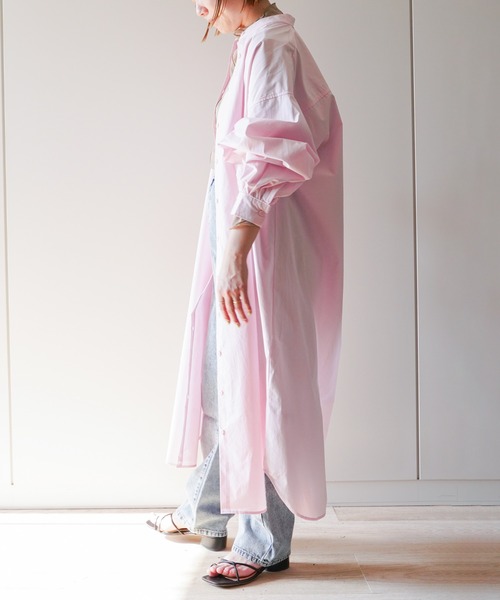 VENCEEXCHANGE(ヴァンスエクスチェンジ)の「バンドカラーシャツワンピース(シャツワンピース・レディース・オフホワイト/ブラック/ブルー/ピンク・FREE)」の18枚目の写真