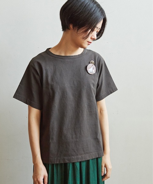 aimer le mieux(エメルミュー)の「aimer USAコットン ちょうどいいサイズtee(Tシャツ/カットソー・レディース・パープル/ダークブラウン/キナリ/イエロー・FREE)」の3枚目の写真