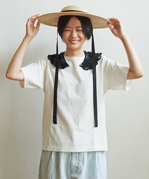 aimer le mieux(エメルミュー)の「aimer USAコットン ちょうどいいサイズtee(Tシャツ/カットソー・レディース・パープル/ダークブラウン/キナリ/イエロー・FREE)」の2枚目の写真