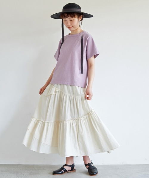 aimer le mieux(エメルミュー)の「aimer USAコットン ちょうどいいサイズtee(Tシャツ/カットソー・レディース・パープル/ダークブラウン/キナリ/イエロー・FREE)」の13枚目の写真