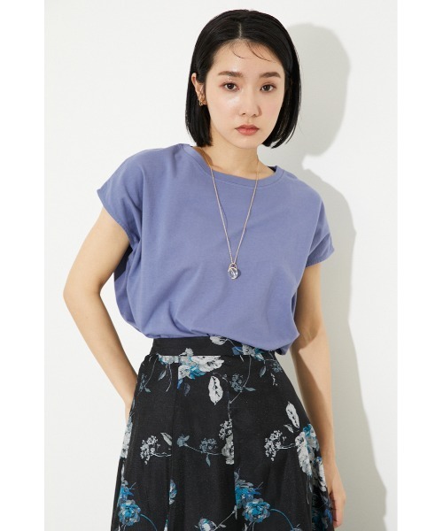 rienda(リエンダ)の「フレンチスリーブカットトップス(Tシャツ/カットソー・レディース・ホワイト/ブラック/オレンジ/ブルー・FREE)」の3枚目の写真