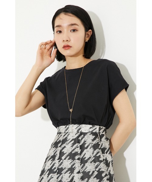 rienda(リエンダ)の「フレンチスリーブカットトップス(Tシャツ/カットソー・レディース・ホワイト/ブラック/オレンジ/ブルー・FREE)」の2枚目の写真