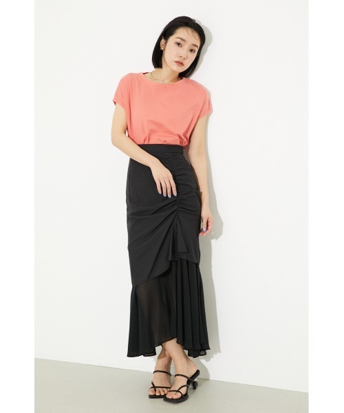 rienda(リエンダ)の「フレンチスリーブカットトップス(Tシャツ/カットソー・レディース・ホワイト/ブラック/オレンジ/ブルー・FREE)」の9枚目の写真