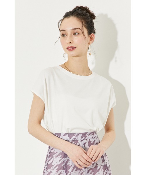 rienda(リエンダ)の「フレンチスリーブカットトップス(Tシャツ/カットソー・レディース・ホワイト/ブラック/オレンジ/ブルー・FREE)」の14枚目の写真