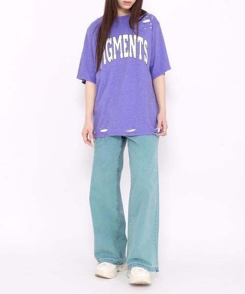 Figments(フィグメンツ)の「ヴィンテージカレッジロゴT(Tシャツ/カットソー・レディース・パープル/スミクロ・SMALL/MEDIUM)」の19枚目の写真