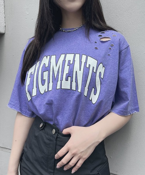 Figments(フィグメンツ)の「ヴィンテージカレッジロゴT(Tシャツ/カットソー・レディース・パープル/スミクロ・SMALL/MEDIUM)」の17枚目の写真