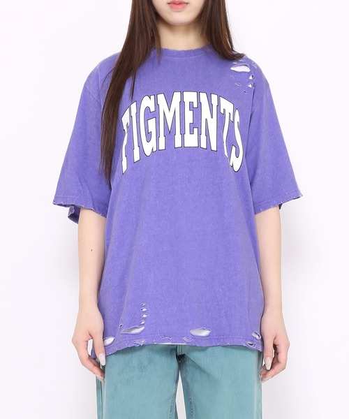 Figments(フィグメンツ)の「ヴィンテージカレッジロゴT(Tシャツ/カットソー・レディース・パープル/スミクロ・SMALL/MEDIUM)」の18枚目の写真