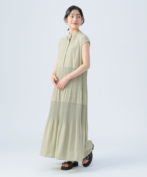 BEAMS HEART（ビームスハート）の「スキッパー ティアードワンピース（ワンピース・レディース・ベージュ/パープル/ネイビー/パープル系その他4/ケリーグリーン・FREE）」の3枚目の写真