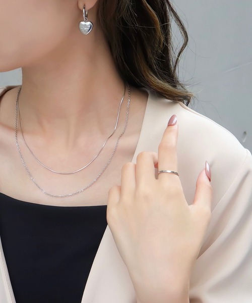 blackdia ocean（ブラックダイヤオーシャン）の「blackdia ocean ハートジルコニアフープピアス（ピアス（両耳用）・レディース・シルバー/ゴールド・FREE）」の7枚目の写真
