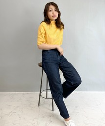 Brownie ギンガムチェック柄 五分袖 モックネックプルオーバー