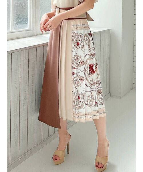 RESEXXY（リゼクシー）の「スカーフプリーツスカート（スカート・レディース・ネイビー/アイボリー/ブラウン・FREE）」の3枚目の写真