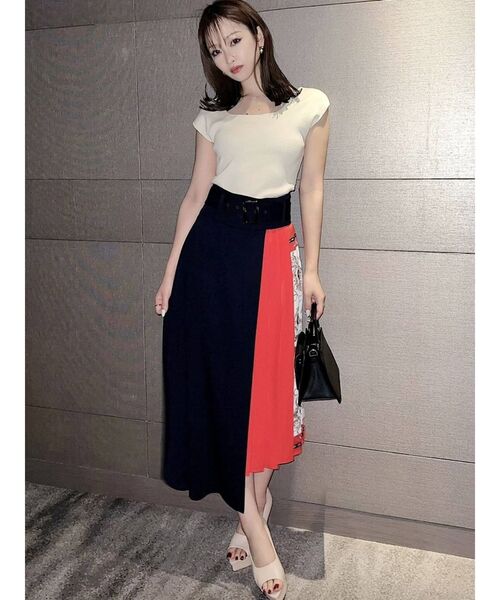 RESEXXY（リゼクシー）の「スカーフプリーツスカート（スカート・レディース・ネイビー/アイボリー/ブラウン・FREE）」の9枚目の写真