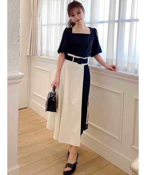 RESEXXY（リゼクシー）の「スカーフプリーツスカート（スカート・レディース・ネイビー/アイボリー/ブラウン・FREE）」の10枚目の写真