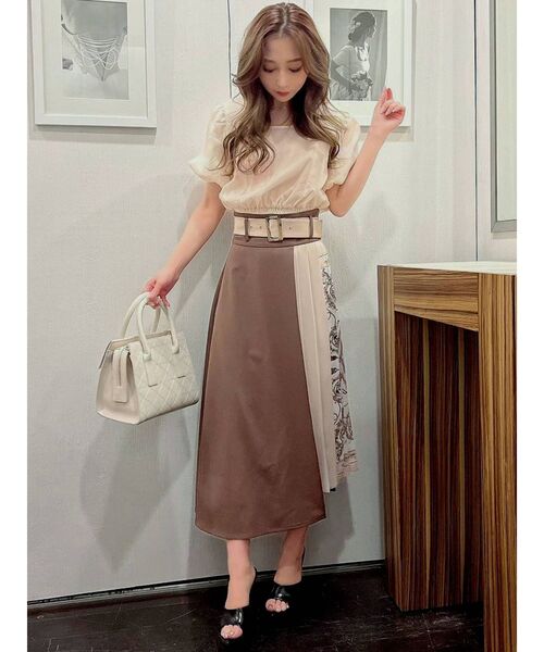 RESEXXY（リゼクシー）の「スカーフプリーツスカート（スカート・レディース・ネイビー/アイボリー/ブラウン・FREE）」の15枚目の写真