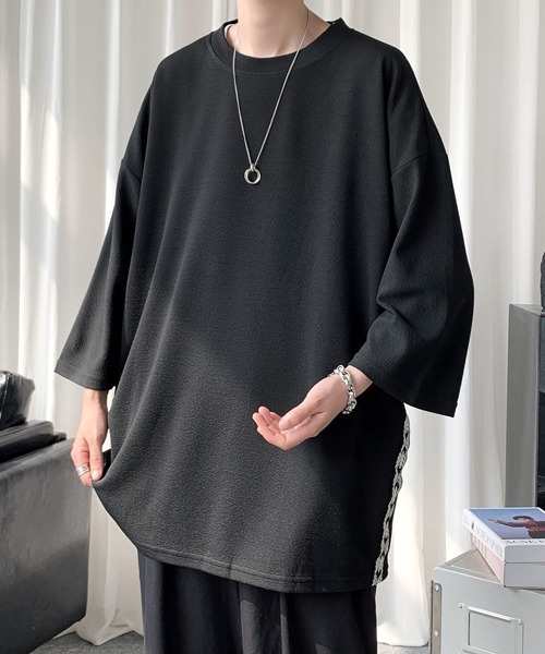 FVLMEN（フルメン）の「【FVLMEN】side line halfsleeve tee/サイドライン ハーフスリーブ T（Tシャツ/カットソー・メンズ・ブラック/ホワイト・MEDIUM/LARGE/X-LARGE）」の3枚目の写真