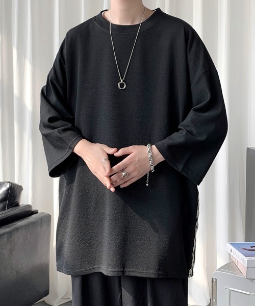 FVLMEN（フルメン）の「【FVLMEN】side line halfsleeve tee/サイドライン ハーフスリーブ T（Tシャツ/カットソー・メンズ・ブラック/ホワイト・MEDIUM/LARGE/X-LARGE）」の5枚目の写真
