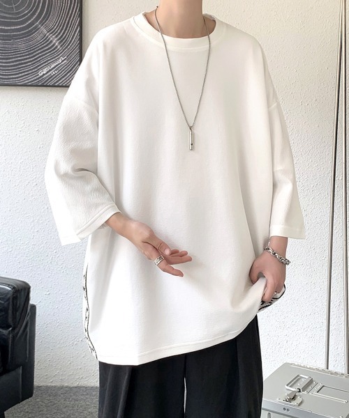 FVLMEN（フルメン）の「【FVLMEN】side line halfsleeve tee/サイドライン ハーフスリーブ T（Tシャツ/カットソー・メンズ・ブラック/ホワイト・MEDIUM/LARGE/X-LARGE）」の14枚目の写真