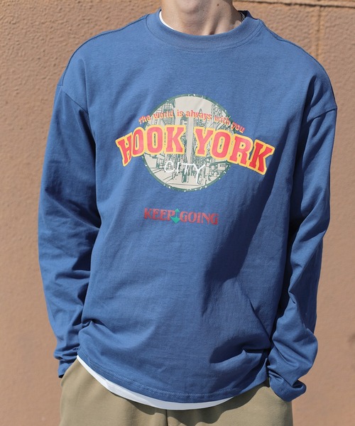 HOOK（フック）の「HOOK -original- アメカジロゴプリントロングTEE（Tシャツ/カットソー・メンズ・ネイビー/ホワイト/ブラック/カーキ・M/XL/L）」の4枚目の写真