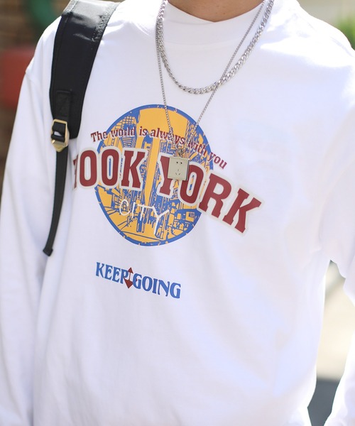 HOOK（フック）の「HOOK -original- アメカジロゴプリントロングTEE（Tシャツ/カットソー・メンズ・ネイビー/ホワイト/ブラック/カーキ・M/XL/L）」の2枚目の写真