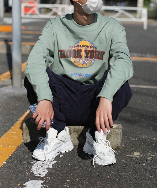 HOOK（フック）の「HOOK -original- アメカジロゴプリントロングTEE（Tシャツ/カットソー・メンズ・ネイビー/ホワイト/ブラック/カーキ・M/XL/L）」の3枚目の写真