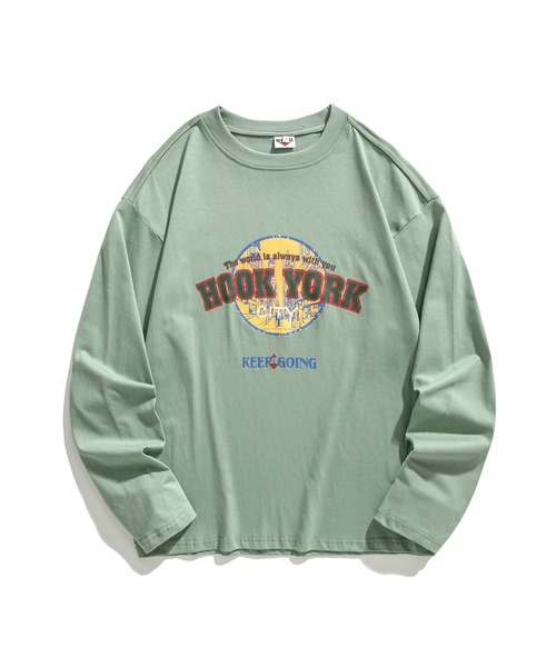 HOOK（フック）の「HOOK -original- アメカジロゴプリントロングTEE（Tシャツ/カットソー・メンズ・ネイビー/ホワイト/ブラック/カーキ・M/XL/L）」の9枚目の写真