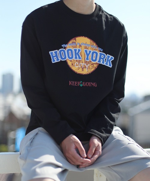 HOOK（フック）の「HOOK -original- アメカジロゴプリントロングTEE（Tシャツ/カットソー・メンズ・ネイビー/ホワイト/ブラック/カーキ・M/XL/L）」の21枚目の写真