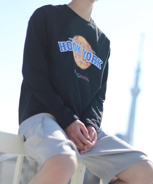 HOOK（フック）の「HOOK -original- アメカジロゴプリントロングTEE（Tシャツ/カットソー・メンズ・ネイビー/ホワイト/ブラック/カーキ・M/XL/L）」の22枚目の写真