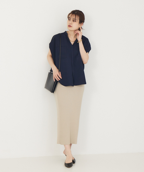 Rouge vif（ルージュヴィフ）の「【店舗限定】ドビークロスフレンチスリーブブラウス（シャツ/ブラウス・レディース・ピンク/グレイッシュベージュ/ネイビー・フリー）」の4枚目の写真