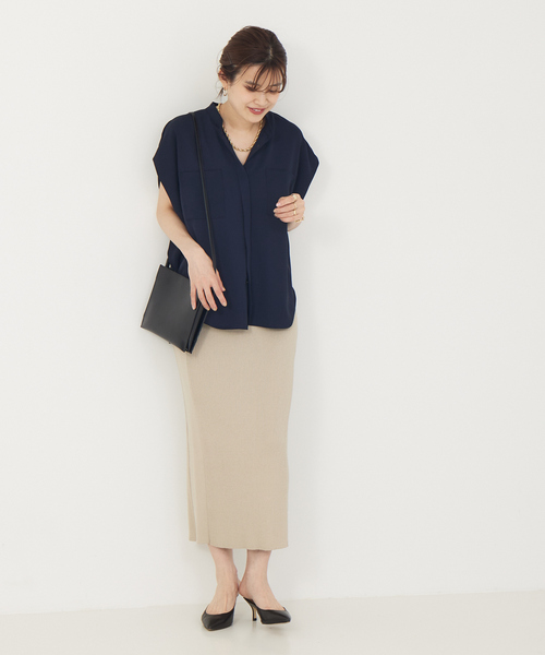 Rouge vif（ルージュヴィフ）の「【店舗限定】ドビークロスフレンチスリーブブラウス（シャツ/ブラウス・レディース・ピンク/グレイッシュベージュ/ネイビー・フリー）」の5枚目の写真