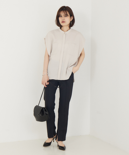 Rouge vif（ルージュヴィフ）の「【店舗限定】ドビークロスフレンチスリーブブラウス（シャツ/ブラウス・レディース・ピンク/グレイッシュベージュ/ネイビー・フリー）」の6枚目の写真