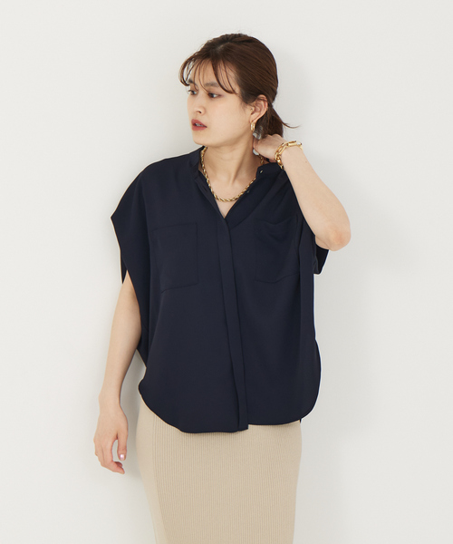 Rouge vif（ルージュヴィフ）の「【店舗限定】ドビークロスフレンチスリーブブラウス（シャツ/ブラウス・レディース・ピンク/グレイッシュベージュ/ネイビー・フリー）」の10枚目の写真