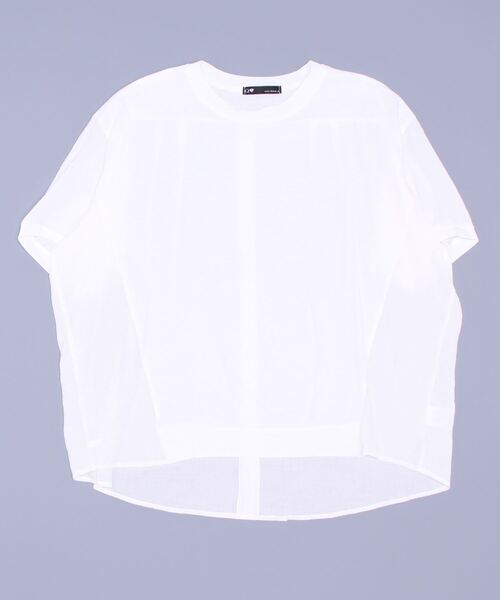 Q（キュー）の「ドッキングTブラウス（Tシャツ/カットソー・レディース・ブラック/アイボリー・MEDIUM）」の5枚目の写真