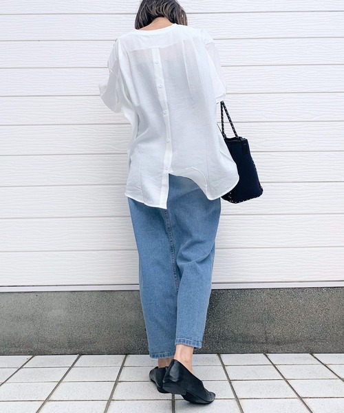 Q（キュー）の「ドッキングTブラウス（Tシャツ/カットソー・レディース・ブラック/アイボリー・MEDIUM）」の3枚目の写真