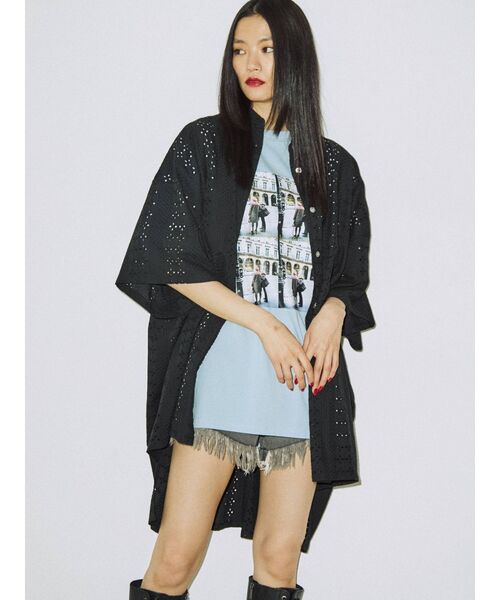 jouetie(ジュエティ)の「スーパーBIG シャツ(シャツ/ブラウス・レディース・オフホワイト/ブラック/グリーン/ブラウン・MEDIUM)」の7枚目の写真