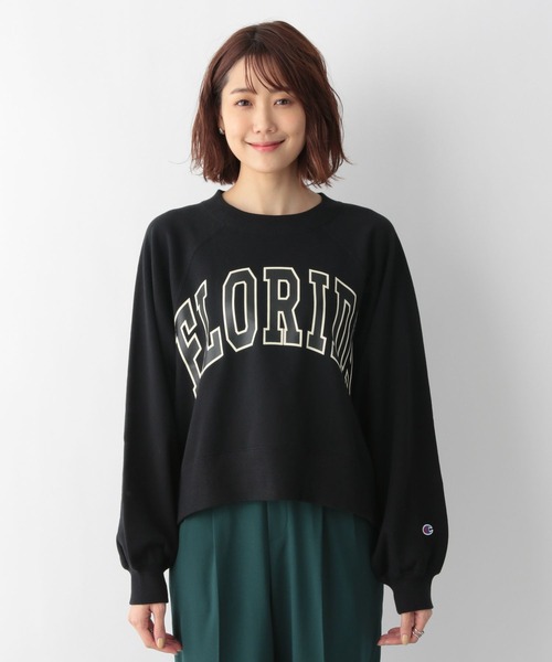 Champion(チャンピオン)の「チャンピオン別注プリントスウェット/277815(Tシャツ/カットソー・レディース・ブラック/キナリ/ブルー・FREE)」の4枚目の写真