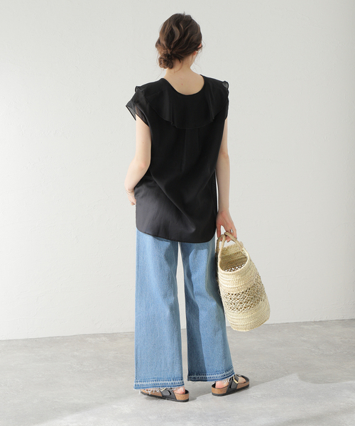 Spick & Span(スピックアンドスパン)の「Cジョーゼットラッフルカラーブラウス(シャツ/ブラウス・レディース・ブラウン/ブラック・FREE)」の19枚目の写真