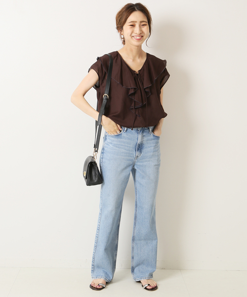 Spick & Span(スピックアンドスパン)の「Cジョーゼットラッフルカラーブラウス(シャツ/ブラウス・レディース・ブラウン/ブラック・FREE)」の15枚目の写真