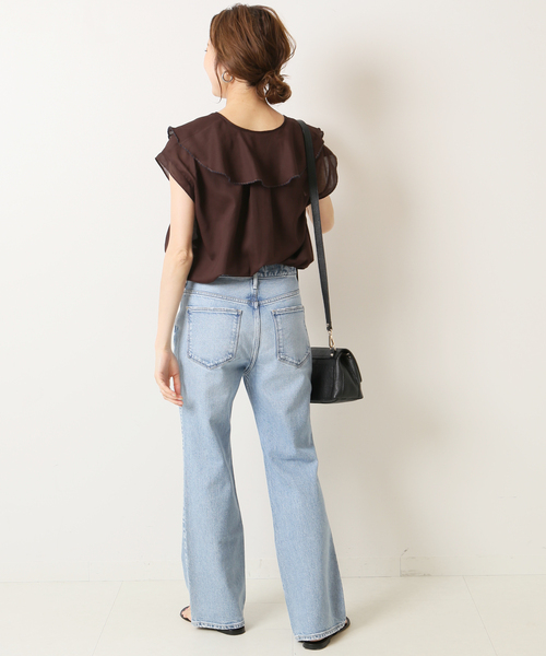 Spick & Span(スピックアンドスパン)の「Cジョーゼットラッフルカラーブラウス(シャツ/ブラウス・レディース・ブラウン/ブラック・FREE)」の6枚目の写真