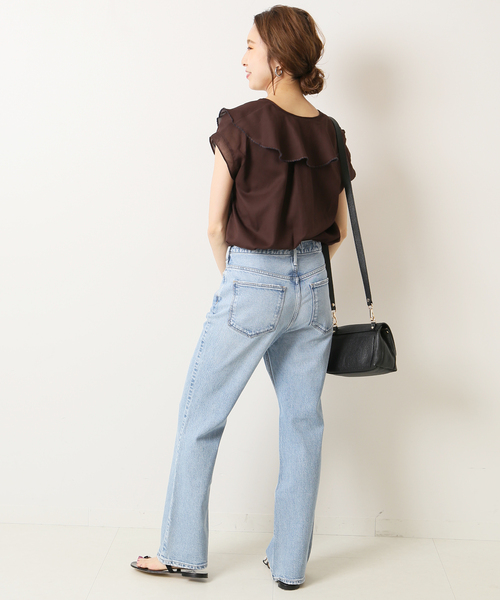 Spick & Span(スピックアンドスパン)の「Cジョーゼットラッフルカラーブラウス(シャツ/ブラウス・レディース・ブラウン/ブラック・FREE)」の4枚目の写真