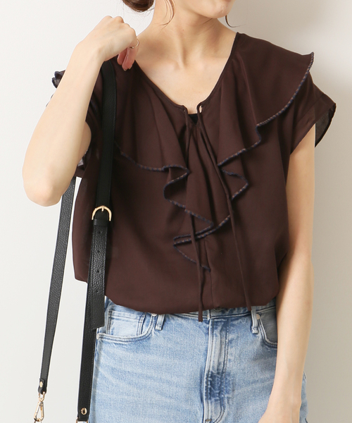 Spick & Span(スピックアンドスパン)の「Cジョーゼットラッフルカラーブラウス(シャツ/ブラウス・レディース・ブラウン/ブラック・FREE)」の20枚目の写真