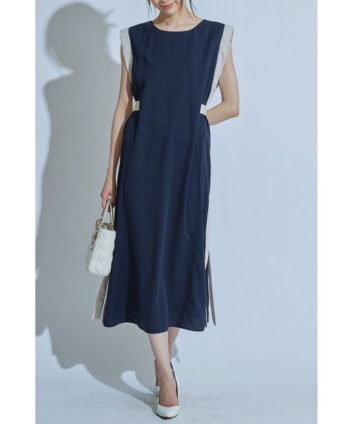 &. NOSTALGIA（アンドドットノスタルジア）の「配色サイドライン2WAYワンピース（ワンピース・レディース・ベージュ/ネイビー・FREE）」の10枚目の写真