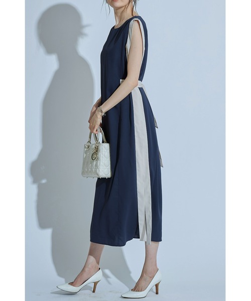 &. NOSTALGIA（アンドドットノスタルジア）の「配色サイドライン2WAYワンピース（ワンピース・レディース・ベージュ/ネイビー・FREE）」の15枚目の写真